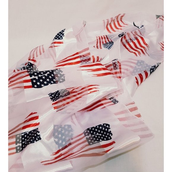 Infinity Scarf American Flag Patriotic U.S.A. Polyester Korea Holiday Stripes - Picture 4 of 10